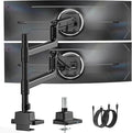 monTEK Dual Monitor Arm, Vertical Stackable 57", Heavy Duty with USB Black | Vertical Stackable Gas Spring Arm For 17–57" Ultrawide Monitors,Up To 59.4 Lbs Each, 75/100 VESA Mount with USB 3.0A/C by monTEK