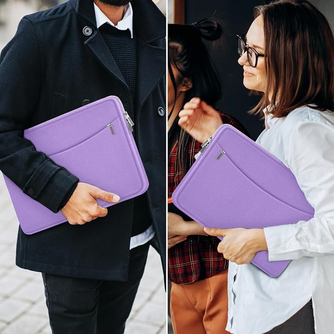 Laptop Sleeve 15.6 inch, Shockproof Protective Laptop Cover Briefcase Carrying Computer Bag with Accessory Pocket, Portable Computer Case Compatible with MacBook, HP, Dell, Lenovo, Asus, Purple - Image 7