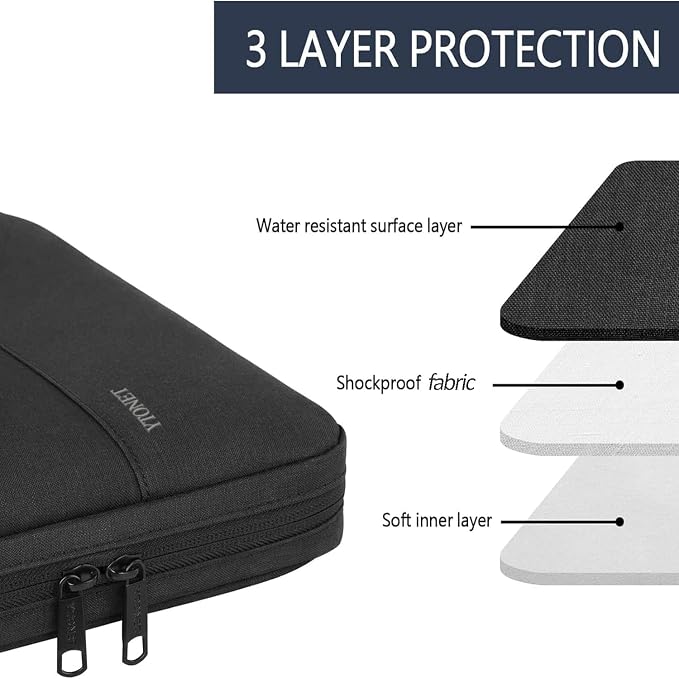 Ytonet 14 Inch Laptop Sleeve Case, Slim TSA Laptop Cover with Handle | Compatible with 14" MacBook Air MacBook Pro HP Dell Lenovo Chromebook Notebooks, Business Computer Carrying Case, Black - Image 2