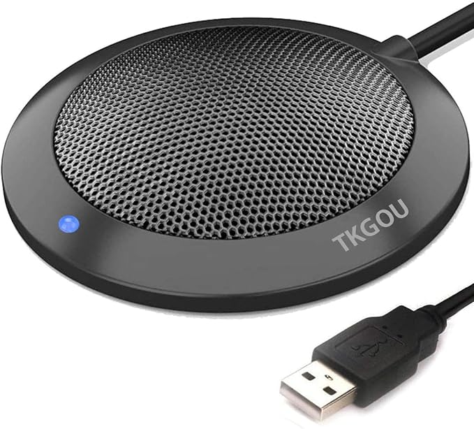 Conference USB Microphone, Computer Desktop Mic with LED Indicator | Plug & Play Omnidirectional Condenser PC for Online Meeting, Class, Skype, Recording, Zoom, (No Speakers Included) by TKGOU