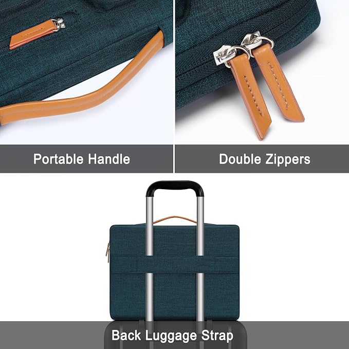 MOSISO 360 Protective Laptop Case 16 inch, 15-15.6 inch Laptop Sleeve | Compatible with MacBook Pro 16, HP Acer Dell Lenovo ASUS, Side Open Carrying Case with 4 Zipper Pockets, Teal Green - Image 4