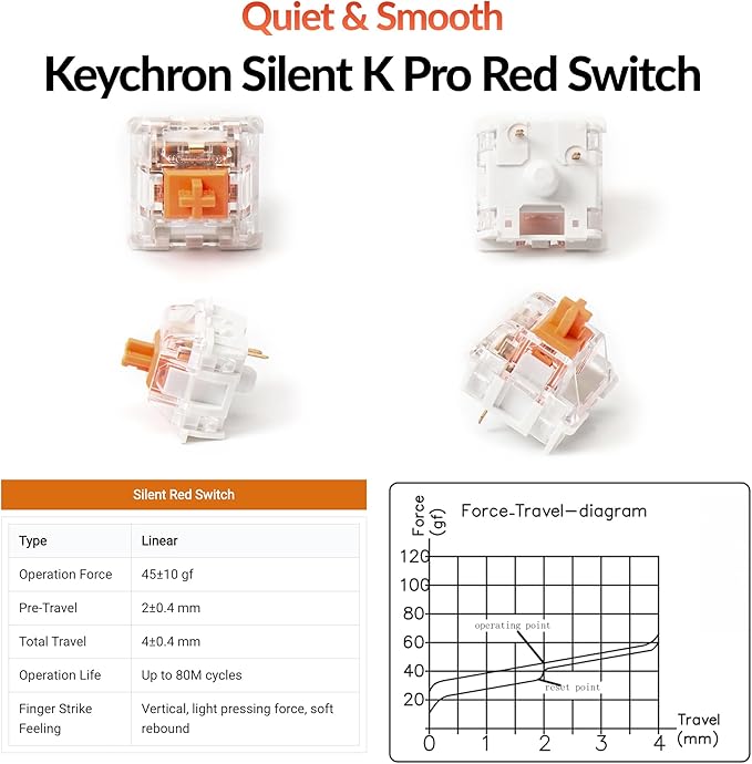 Keychron K10 Full Size 104 Keys Bluetooth Wireless Mechanical Gaming Keyboard for Mac Windows with Keychron Silent K Pro Red Switch, Multitasking/White LED Backlight/USB C Wired Computer Keyboard - Image 5