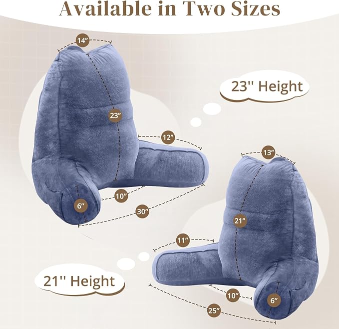 Sasttie Reading Pillow for Bed, Back Pillow for Sitting Up, Grey Purple | 21" Backrest Support Cushion for Couch, Sofa, and Floor, Dorm Essentials, OEKO-TEX, Adjustable Down Alternative Fill - Image 2