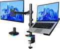 Afaloona RGB Monitor & Laptop Stand with USB Hub, Charging & Data Transfer | Fits 13-32" monitors and 11-17" laptops with a removable tray that converts to a dual monitor mount, up to 18 lb per arm by Afaloona