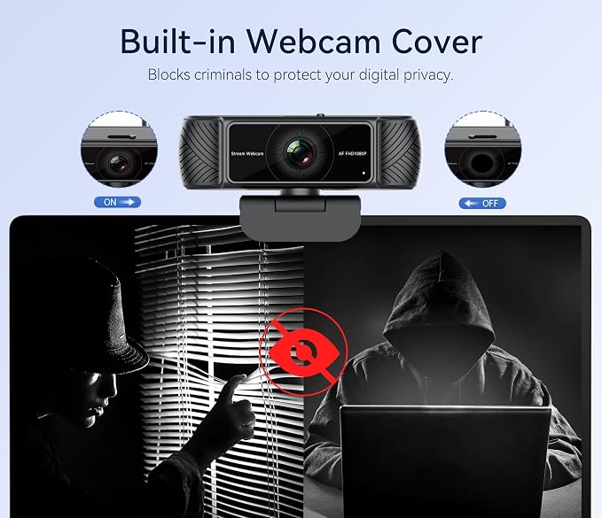 Streaming Webcam for PC, 1080P Computer Web Camera with Microphone | Built in Privacy Cover, AutoFocus, Auto Light Correction, Plug and Play, USB HD Web Cam for Laptop, Desktop, Mac, Zoom - Image 3