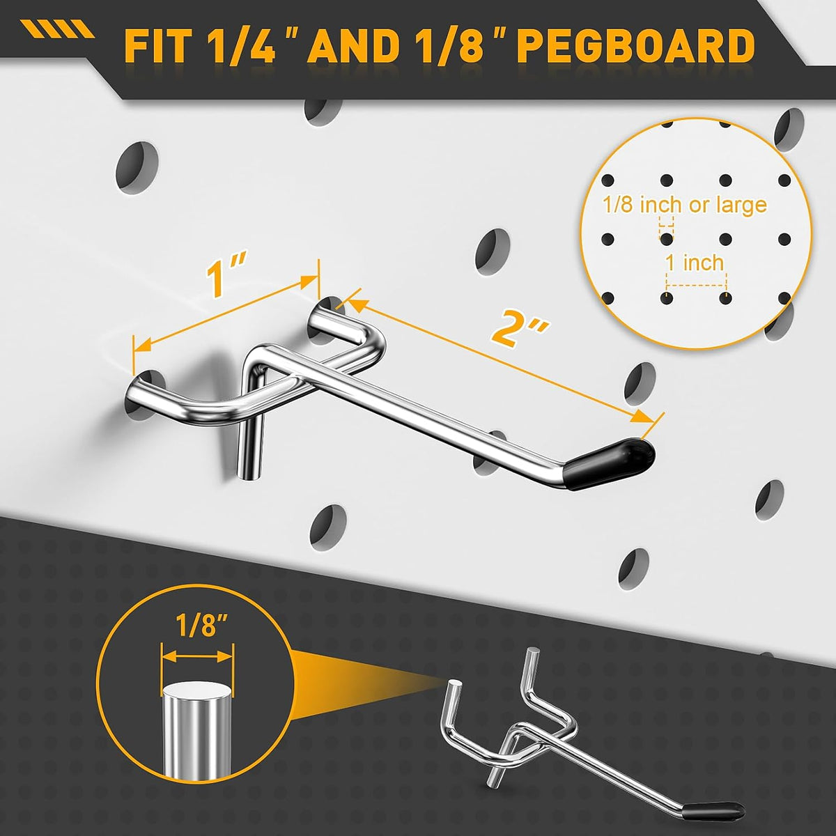 50 Pack 2 Inch Pegboard Hooks, Peg Board Organizer Accessories - Image 2