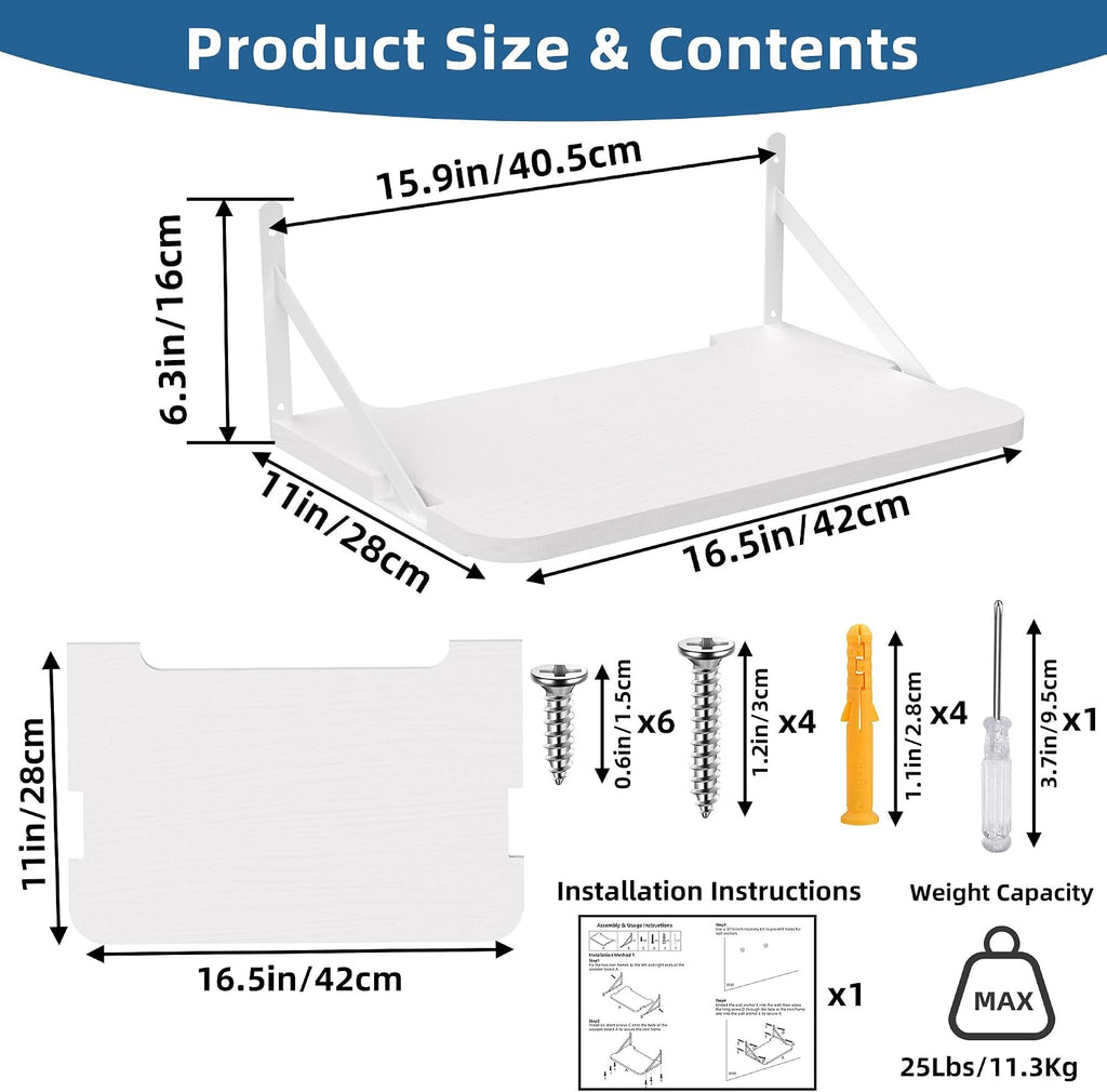 Projector Shelf for Wall Mount, 16.5" × 11", Holds Up to 25lbs, White - Image 2