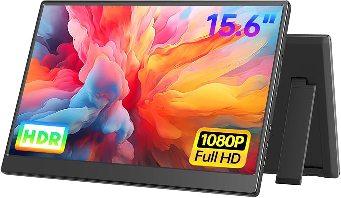 UFYQL Portable Monitor 15.6-inch FHD 1080P Ultra-Slim Travel External Monitor HDR IPS Gaming Display with Kickstand &Speakers USB-C HDMI Plug&Play，for Laptop PC Phone PS4/5 Xbox Switch by UFYQL%7CYourViewUnframed
