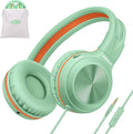 SIMOLIO Manyshare Series- Kids Wired Headphones with Microphone, Share Port & Volume Limit, Stereo Corded Headphone Girls, Boys, 3.5mm PC Headset Teens for Tablets Chromebook Laptop Travel (Green) by SIMOLIO