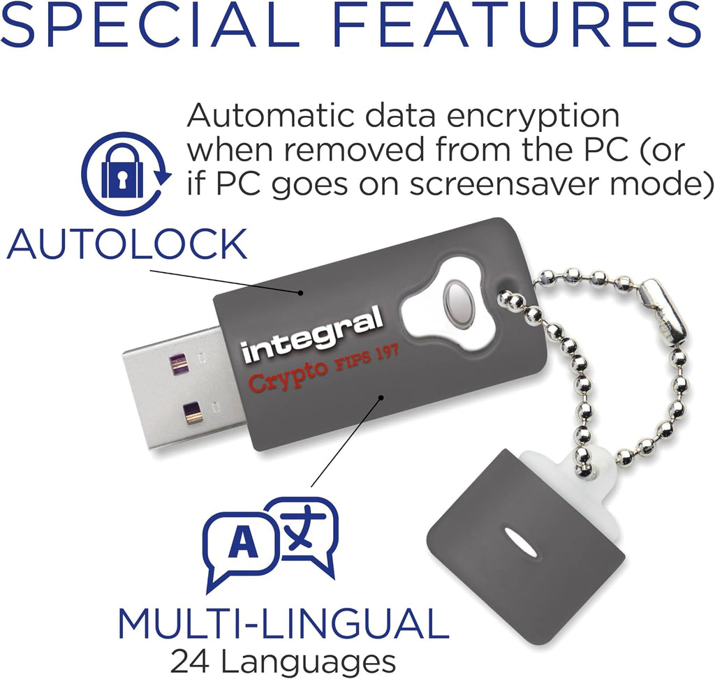 Integral 16GB Crypto-197 2-Pack 256-Bit Hardware Encrypted USB 3.0 Secure Flash Memory Drive - Certified to FIPS 197, Protection & Rugged Double-Layer Waterproof Design XTS-AES - Image 4