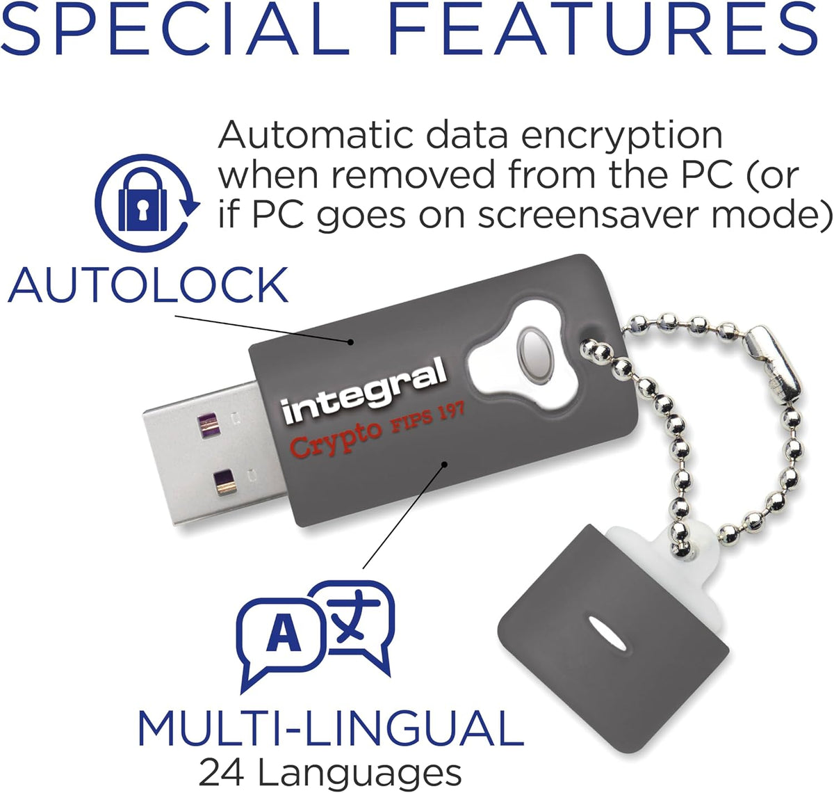 Integral 16GB Crypto-197 2-Pack 256-Bit Hardware Encrypted USB 3.0 Secure Flash Memory Drive - Certified to FIPS 197, Protection & Rugged Double-Layer Waterproof Design XTS-AES - Image 4