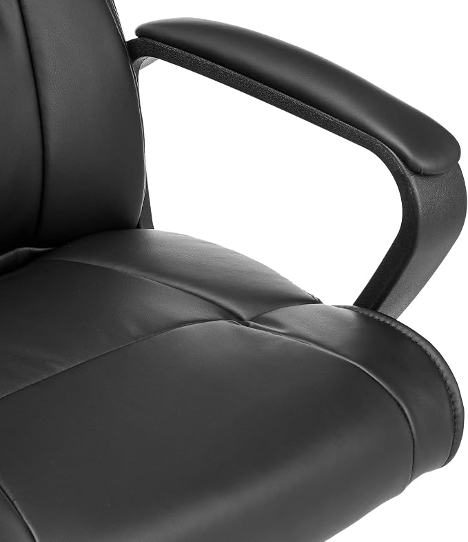 Amazon Basics Office Task Chair with Adjustable Height, 360° Swivel, Padded Armrests, Mid-Back, Rolling, 275 Pound Capacity, 24.2"D x 24"W x 34.8"H, Black Faux Leather - Image 6