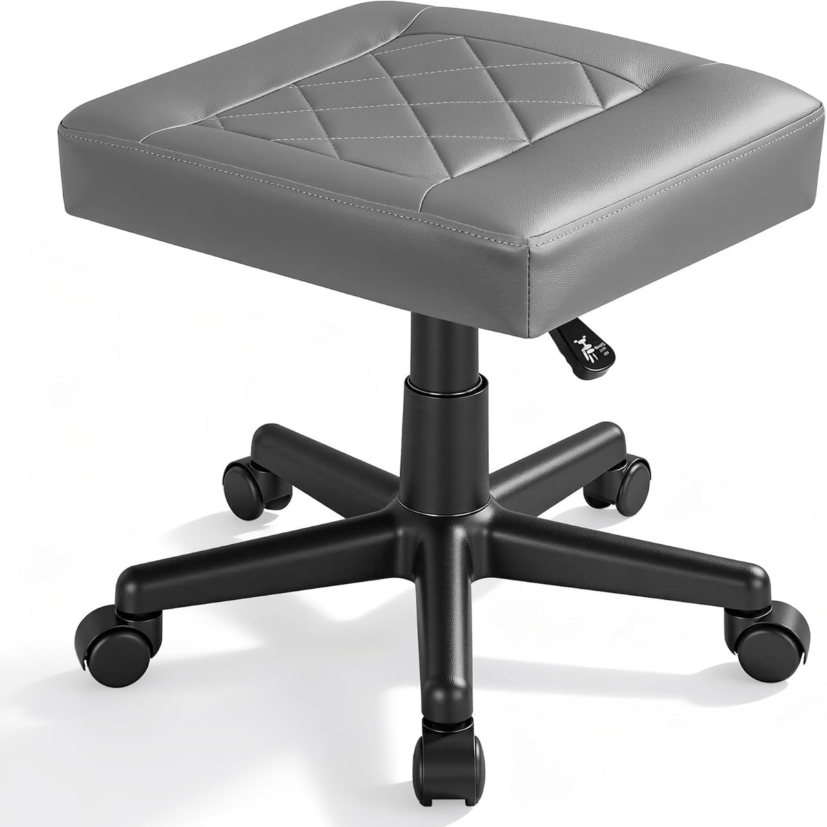 VECELO Under Desk Footrest, PU Ergonomic Foot Rest with Wheels, Comfort Padding, Height Adjustable for Relieving Leg Pain, Stiffness, and etc, Gray by VECELO