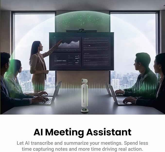 Insta360 Wave AI Conference Speakerphone with Bluetooth, Noise-Canceling Mics, Beamforming, Zoom Certified, AI Transcription & Summary, 32GB Storage for Meetings, Podcasts, Home office and Livestreams - Image 5