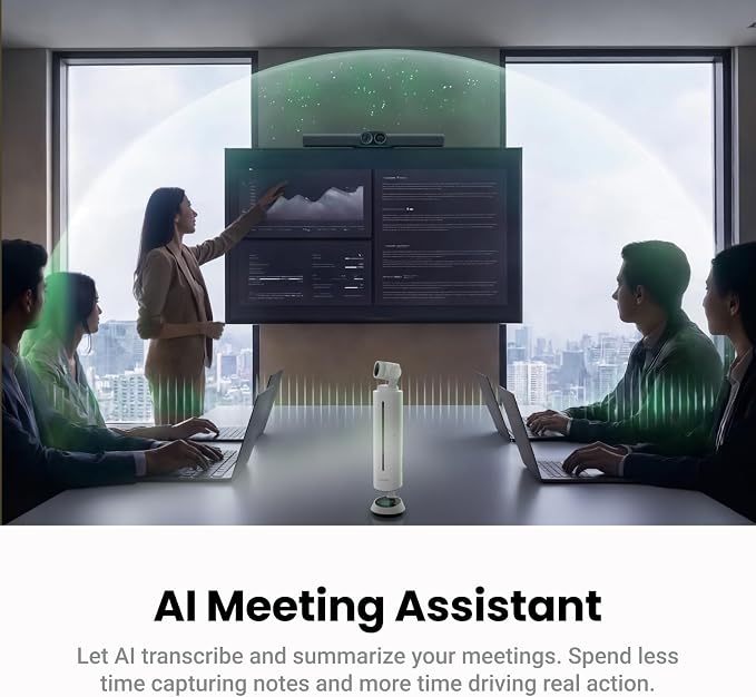Insta360 Wave AI Conference Speakerphone with Bluetooth, Noise-Canceling Mics, Beamforming, Zoom Certified, AI Transcription & Summary, 32GB Storage for Meetings, Podcasts, Home office and Livestreams - Image 5