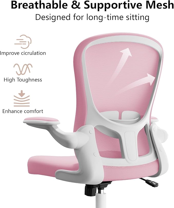 Ergonomic Office Chair, Comfort Swivel Home Office Task Chair, Breathable Mesh Desk Chair, Lumbar Support Computer Chair with Flip-up Arms and Adjustable Height - Image 4