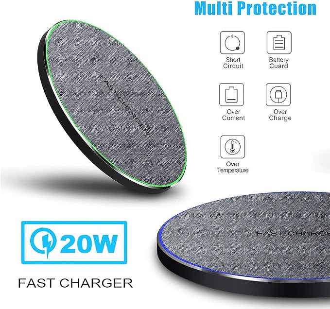 20W Fast Wireless Charger Pad,USB-C Wireless Phone Charging Station | Metal Frame Design,[20W SUPER Fast Charging] Wide Compatible with iPhone 17-11/Airpods,Samsung Galaxy/Buds,LG/Pixel -Gray - Image 4