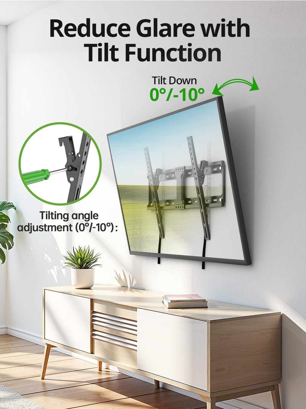 USX MOUNT Tilting TV Wall Mount for Most 37"-95" Flat Curved Screen Television, TV Bracket with Max VESA 600x400mm up to 132lbs, Low Profile Tilt Mount for 16", 24" Stud - Image 3