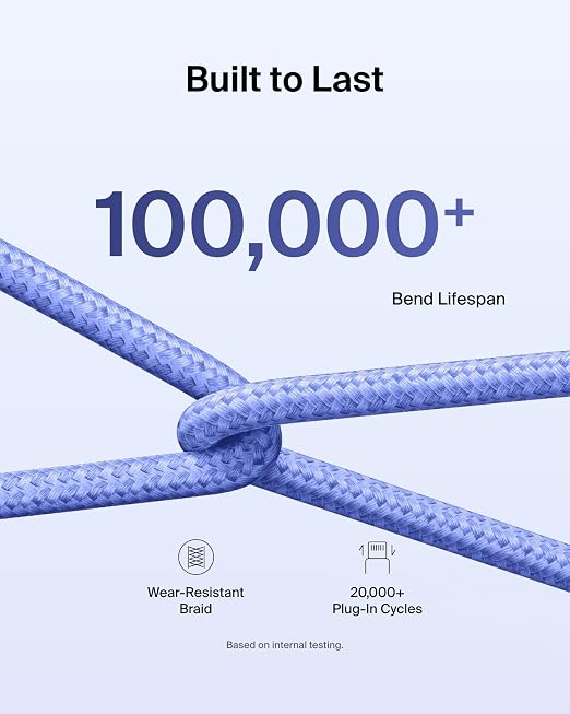Belkin USB C to USB C 60W Braided Cable 3.3ft iPhone Charger Cord | iPhone 15/16/17, Samsung Galaxy S26, Pixel 10, Airpods, iPad, Nintendo Switch 2, MacBook, Steam Deck, Travel, Chromebook - Image 4