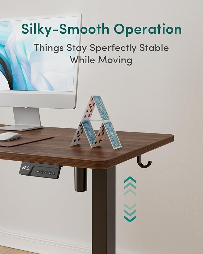 CubiCubi 63 x 28 Large Standing Desk, Height Adjustable Electric Computer Desk, 28" Deep Desktop, Sit Stand up Home Office Workstations with Preset Heights, Black Walnut - Image 5