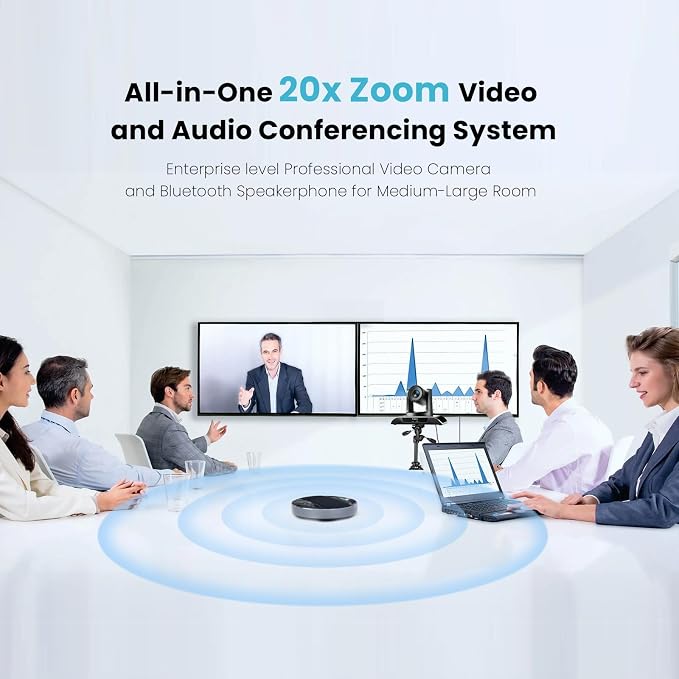 20x Zoom Conference Room Camera System TONGVEO All-in-1 Video and Audio Conferencing System 20X Optical Zoom USB3.0 HDMI PTZ Camera and Conference speaker with microphone Bundle for large Meeting Room - Image 4