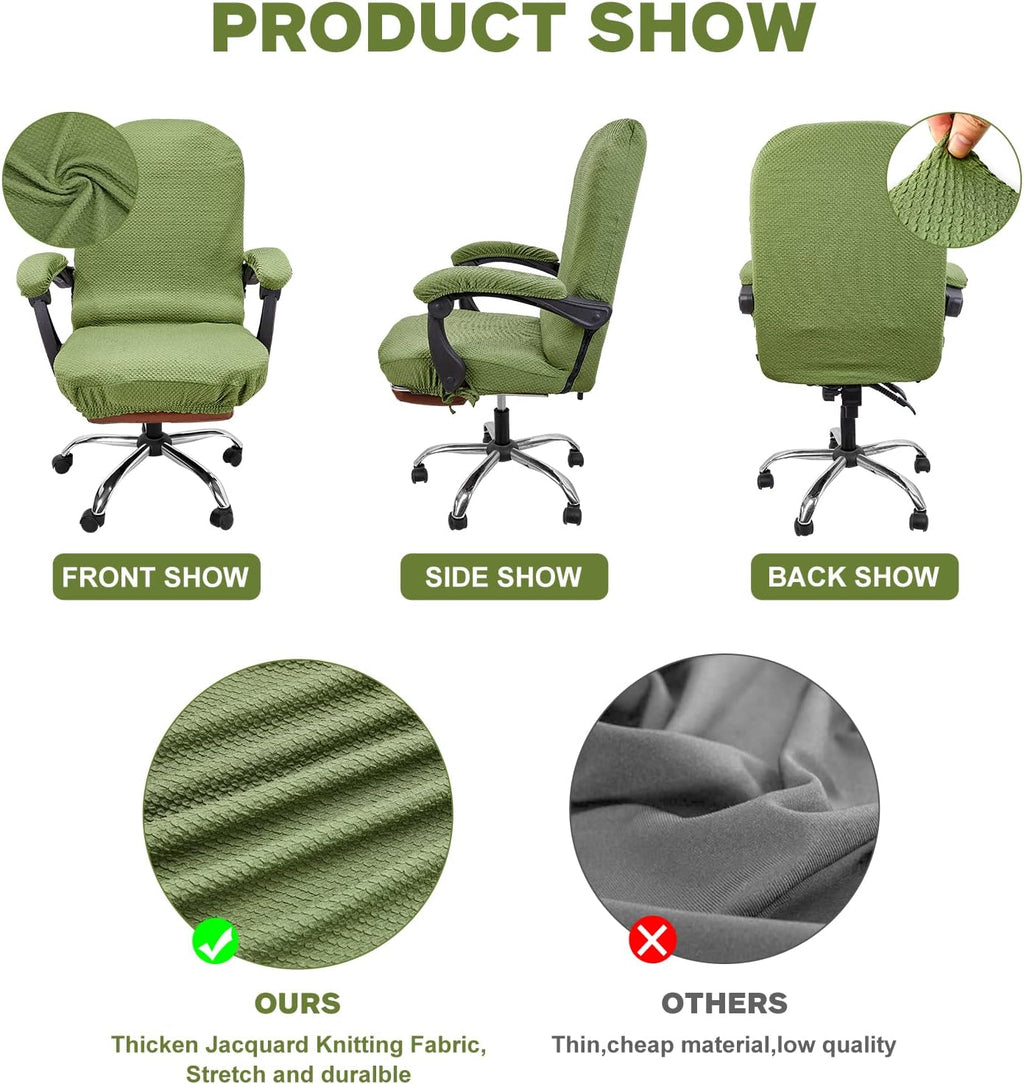 NeColorLife Office Chair Cover with Armrest Covers,Large,Green - Image 4