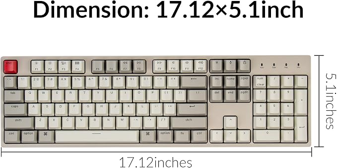 Keychron C2 Full Size Hot-swappable Wired Mechanical Keyboard Compatible with Mac, Keychron Brown Switch, 104 Keys ABS Retro Color Keycaps Gaming Keyboard for Windows, USB-C Type-C Braid Cable - Image 7
