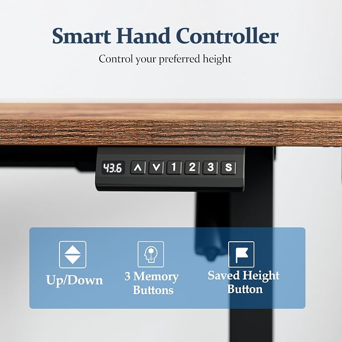 Klicelor L Shaped Standing Desk 59 x 48 Inch, Electric Height Adjustable Corner Desk for Home Office Workstation, Ergonomic Sit Stand Computer Table with Memory Controller, Rustic Brown - Image 5