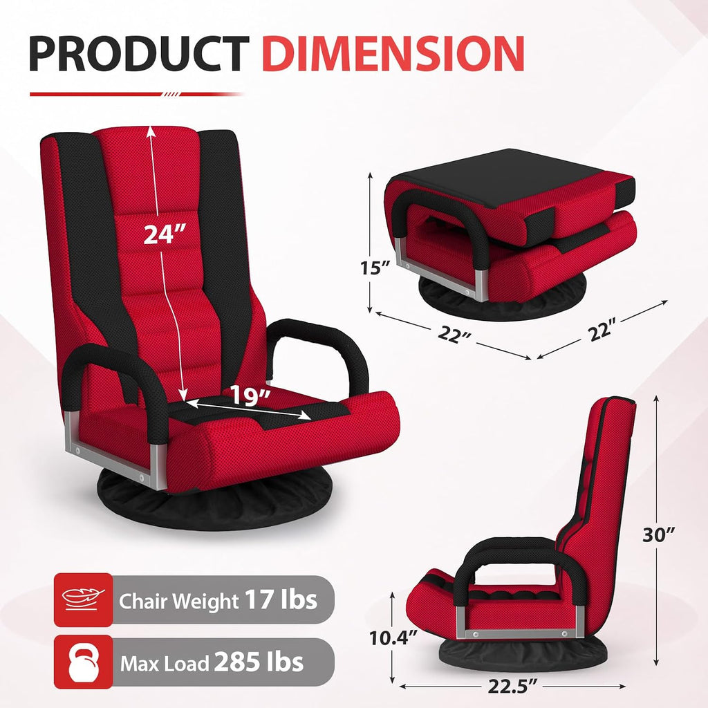 HOPERAN 360° Swivel Floor Gaming Chair, 6 Position Foldable Floor Chairs - Image 3