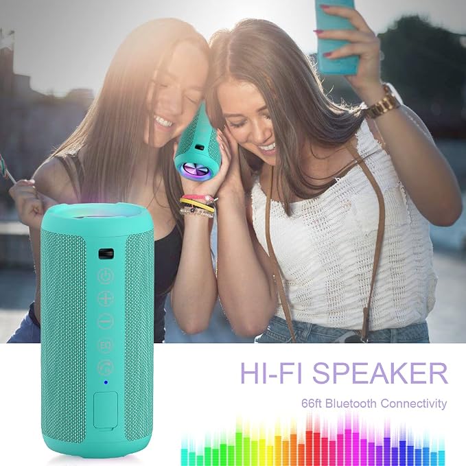 Ortizan X10 Portable Bluetooth Speaker, IPX7 Waterproof, Wireless, Teal | 24W Loud Stereo Sound, Deep Bass, Bluetooth 5.3, RGB Lights, Dual Pairing, 30H Playtime for Home/Outdoor/Party, Birthday Gift - Image 7