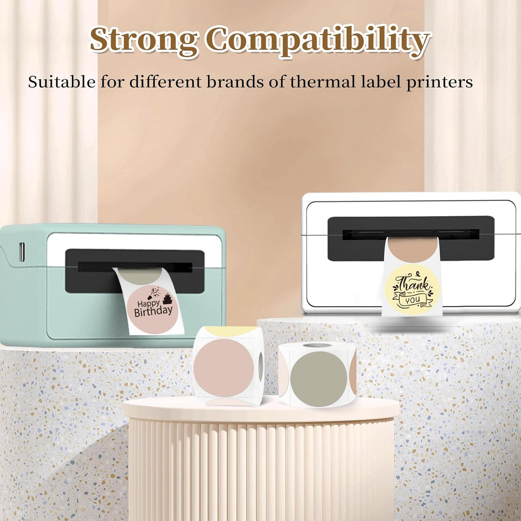 1.5 inch Round Thermal Label,Morandi Thermal Sticker Labels,Direct Thermal Printer Label for DIY Logo Design,Thanks Card,500 Labels/1 Roll - Image 4