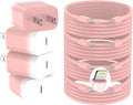 GREPHONE iPhone Charger Fast Charging,20W PD USB C Wall Charger 4 Pack with 6FT Fast Charging Cable - Fast Charger for iPhone 14/14 Pro Max/13/13 Pro/12/12 Pro/11/11 Pro/XS, iPad(Pink) by GREPHONE