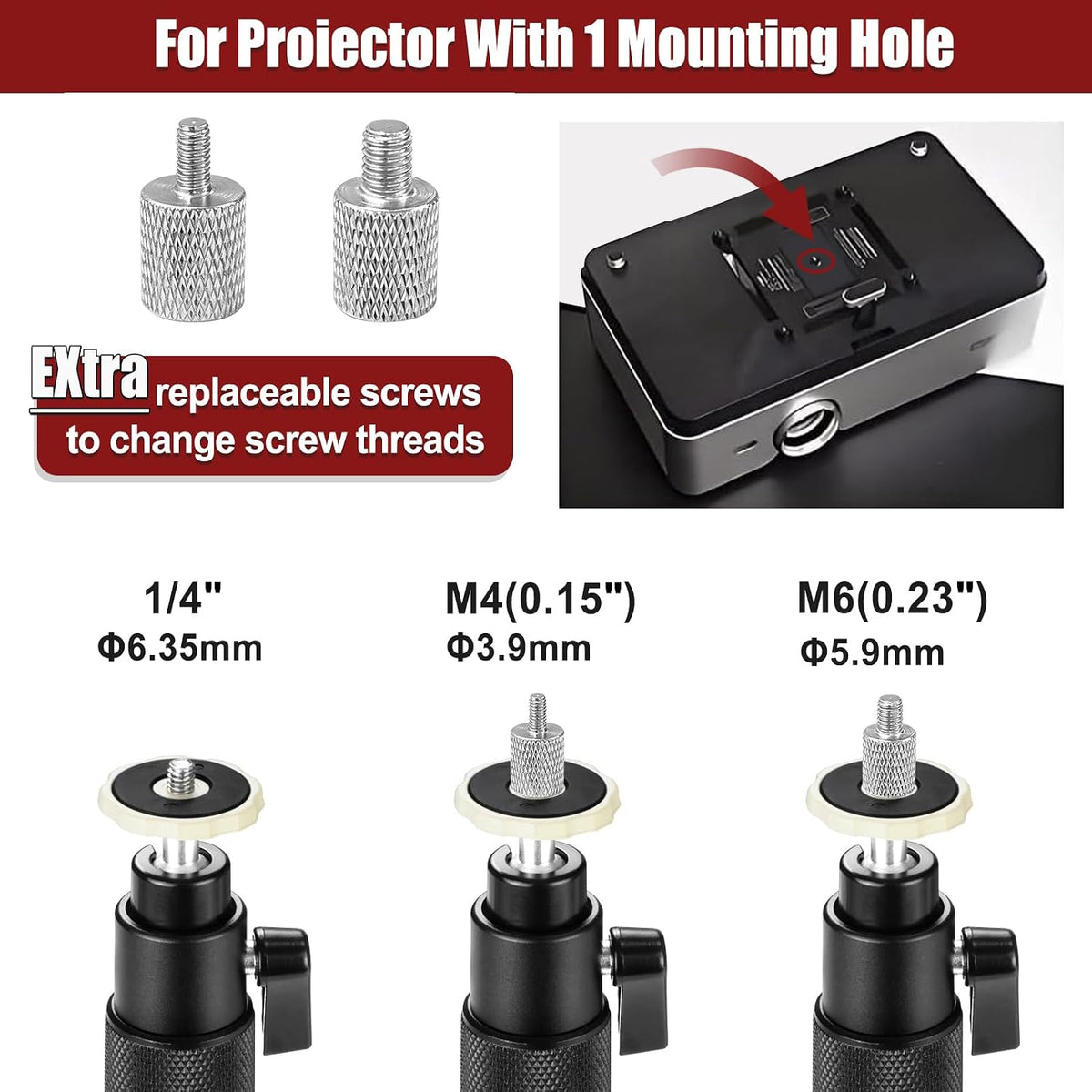 2-Be-Best Upgraded Projector Mount, Better Fixed Projector Ceiling Mount Projectors Wall Mounts with Extendable Length 14-24 in / 37-62 cm 360° Adjustable Projectors Mounts Black - Image 8
