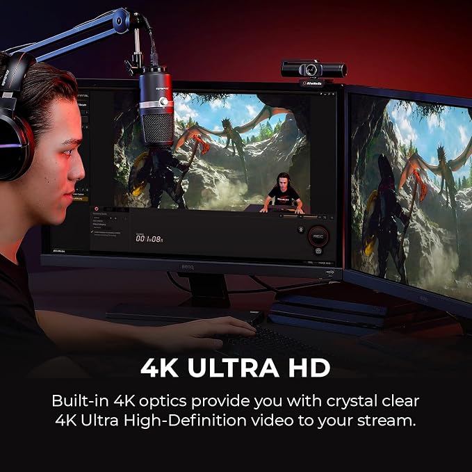 AVerMedia 4K webcam for PC, Gaming Camera for Streaming, Video Calls, Built-in Mic, Privacy Cover, for Teams, Google Meet, Zoom, OBS and more, for PC/Mac - PW513 Live Streamer CAM - Image 4