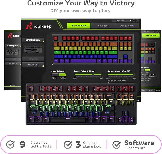 RK ROYAL KLUDGE RK87 Sink87G RGB 80% Mechanical Keyboard, Wireless 2.4G Tenkeyless Mechanical Keyboard with Programmable Software, 87 Keys, Tactile Brown Switches | 87 Keys Wireless 2.4G Tenkeyless Gaming Keyboard with Programmable Software, No Numbpad... - Image 4