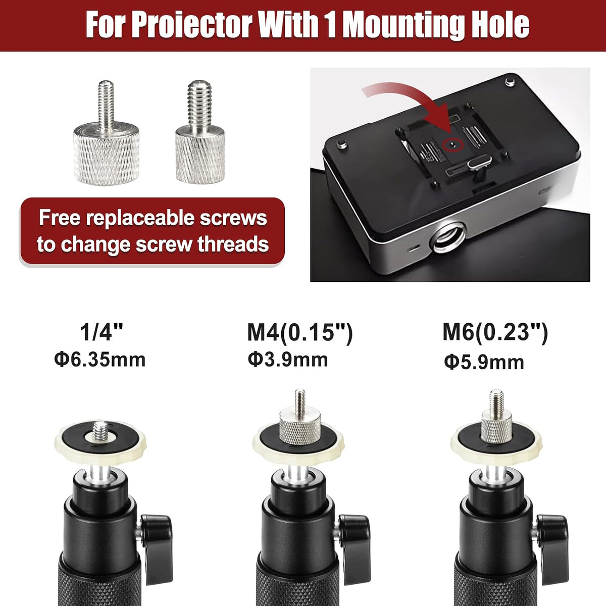 2-Be-Best Ceiling Projector Mount Bracket Adjustable Projector Mount Compatible with Aurzen, TMY, HAPPRUN, Yaber, & More (Black, 14-24“) - Image 5