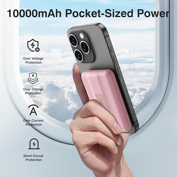 AOGUERBE for MagSafe Portable Charger, 10000mAh Magnetic Charger for iPhone | Power Bank with Stand, 22.5W Fast Charging, LED Display, Wireless Battery Pack for iPhone 17/16/15/14/13/12, Travel Essential - Image 5
