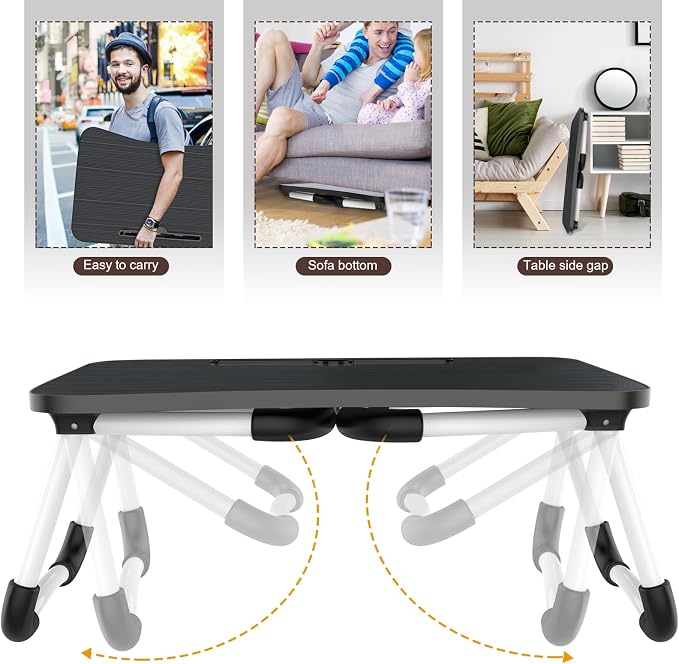 Zapuno Laptop Bed Desk, Foldable Laptop Tray Table with Tablet Slot, Lapdesk Laptop Stand for Bed Portable Standing Table for Bed Couch Floor - Image 2