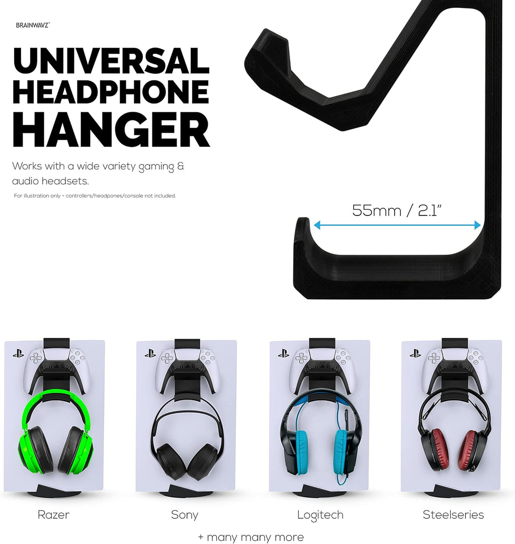 PS5 Game Controller & Headphone Hanger Console Mount for PlayStation PS5 DualSense Gamepad, Hook-On Hanger Bracket - Black - Image 5