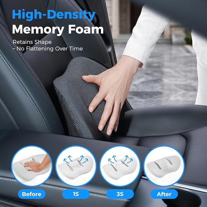 Lumbar Support Pillow for Car, Memory Foam Back Cushion for Lower Back Pain Relief, Ergonomic Car Seat Support with Breathable Airflow Channels for Driving, Office Chair, Wheelchair - Image 3