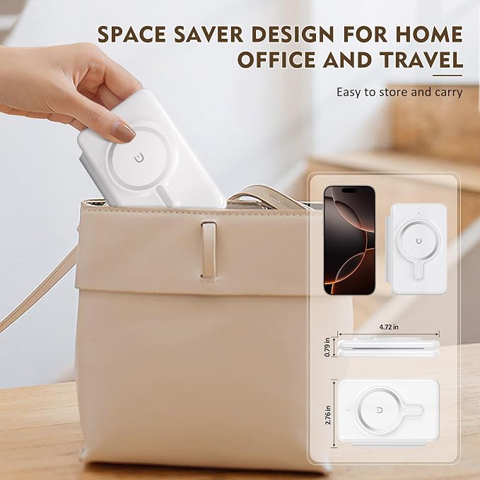 Charging Station for Apple Devices: Magnetic Wireless Charger for iPhone | Charges iPhone 17-12 Watch & AirPods Simultaneously,No Cable Clutter on Desk Bedside,Foldable Compact for Travel, 18W Adapter - Image 7