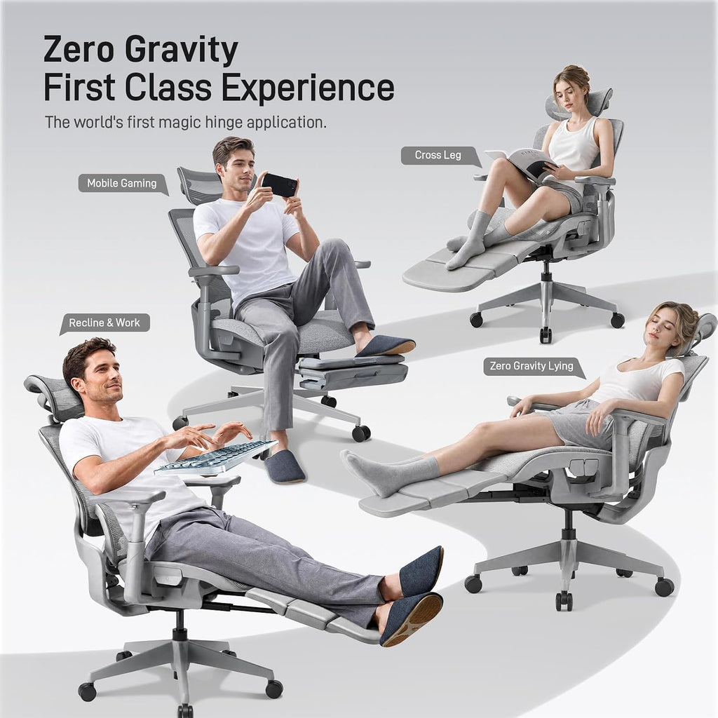 FLOW360 Ergonomic Mesh Office Chair with Footrest, Big&Tall Chair Gray MS - Image 5