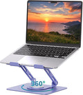 SOUNDANCE 360 Rotating Laptop Stand, Ergonomic Computer Riser for Desk, Adjustable Height Multi-Angle Metal Holder, Foldable Portable Notebook Elevating Base for Office & Home, Purple by Soundance