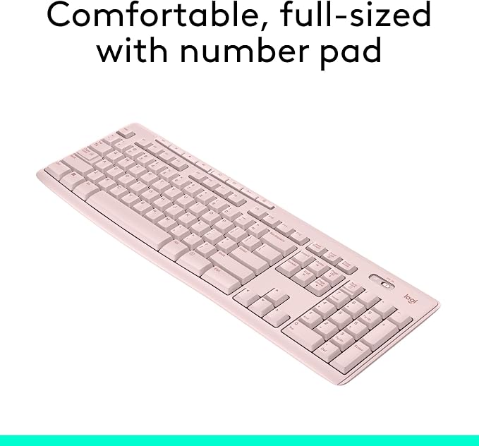 Logitech K270 Full Size Wireless Keyboard for Windows - Rose | Full-size keyboard with number pad, 8 multimedia keys, includes USB-A receiver, 2-year battery, compatible with PC, laptop - Image 2