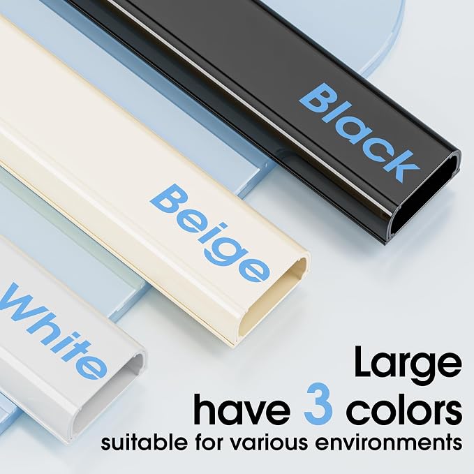 Wire Covers for 2 Cords TV on Wall, 47in Paintable Cable Hider, Medium Cable Management Kit, Cord Hiding for Wall Beige, W0.95in H0.47in - Image 6