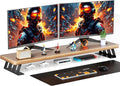 Dual Monitor Stand Riser, 39 Inch Large Wood Monitor Stands for 2 Monitors | Desk Monitor Riser for Computer/Laptop/Printer/TV, Stand Riser up to 220 lbs by NestNeatHome
