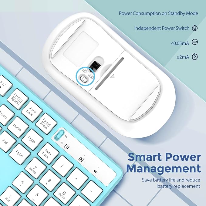 Wireless Keyboard and Mouse Combo, Lovaky 2.4G Full-Sized Ergonomic Keyboard Mouse, 3 DPI Adjustable Cordless USB Keyboard and Mouse, Quiet Click for Computer/Laptop/Windows/Mac (1 Pack, Blue) | Ergonomic, Low profile Keys, 3 DPI Adjustable, 2.4G Quiet... - Image 3