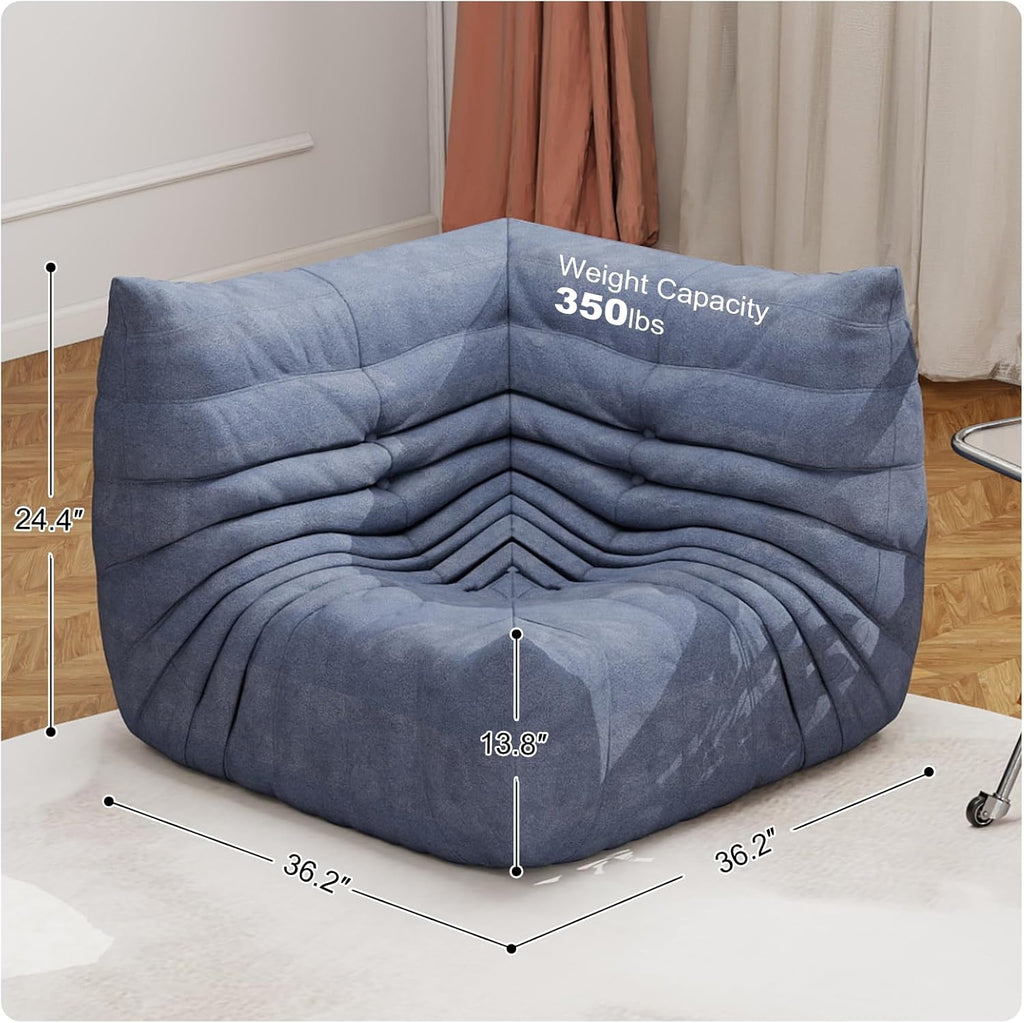 Full Foam Corner Chair, Bean Bag Floor Couch for Adults, Waterproof Fabric - Image 2