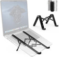 2025 Foldable Laptop Stand for Desk - Bi-fold Ergonomic Spring Adjustable Computer Holder, 3 in 1 Metal Portable Laptop Stand for Notebook, Phone, Tablet,10-16", Desk & Travel Use by SODI