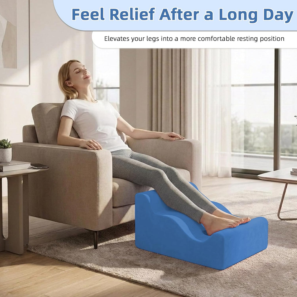 Foot Rest Ergonomic Pillow for Under Desk at Work & Handle Blue - Image 7